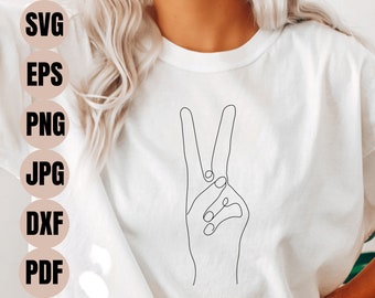 Peace SVG, Lineart SVG, Peace Love SVG, Peace Sign Svg, Hand Svg clipart, PeaceSign Hand svg, Hippie Svg, feminism svg, minimalist svg