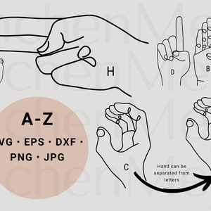 American Sign Language Hand, Sign Language Svg, Asl Alphabet, Hand Sign Svg, Line art asl svg, Asl clipart, Education learning Hand Svg,