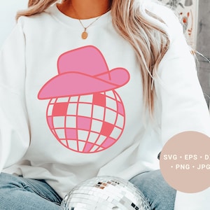 Disco Cowgirl Svg, Pink Cowoy Hat Svg, Pink Disco Ball Svg, Disco Bachelorette, Groovy Bachelorette Party, Cowgirl Bachelorette Shirt Svg