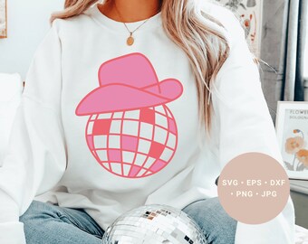 Disco Cowgirl Svg, Pink Cowoy Hat Svg, Pink Disco Ball Svg, Disco Bachelorette, Groovy Bachelorette Party, Cowgirl Bachelorette Shirt Svg