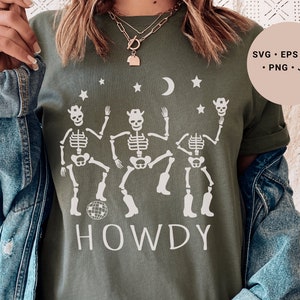 Cowboy Skeletons Svg, Dansende Skeletten Svg, Cowboys Svg, Western Halloween Svg, Western Halloween Shirt, Cowgirl Halloween Kostuum, Cricut