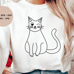 Cute Cat Svg, Funny Cat Svg, Cat Silhouette, Cat Ornament Svg, Cat Mom Svg, Cat Lover Svg, Cat Gift Svg, Cat Dad Svg, Cat Shirt,Cat Line Art