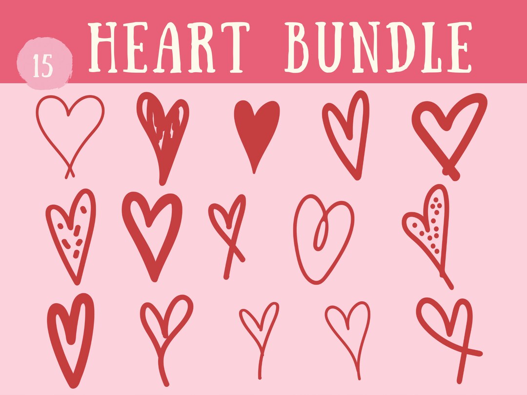 Doodle Heart Svg Bundle, Hand Drawn Heart Svg, Hand Drawn Heart Svg ...