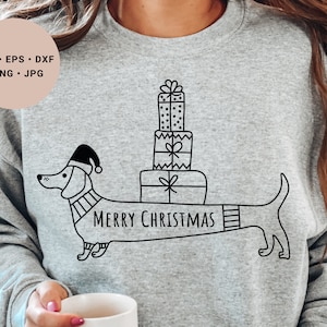 Dachshund Svg, Christmas Dog Svg, Dachshund through the snow Svg, Merry Dachsmas Svg, Wiener Svg, Dachshund Gift, Dachshund Mom Svg, Cricut