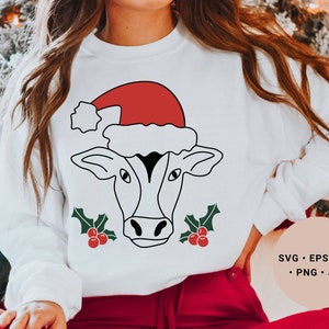 Christmas Cow Svg, Mooey Christmas Svg, Cow Svg, Cowboy Christmas Svg, Cowgirl Christmas Sv, Western Christmas Svg, Christmas Holly Svg, Png