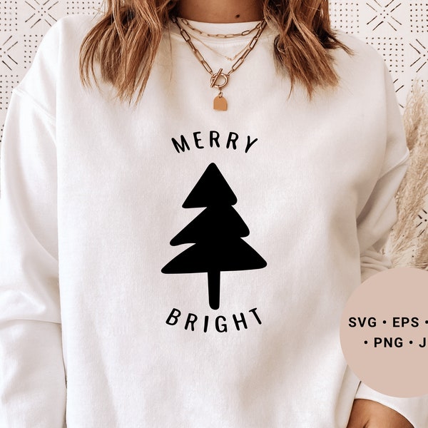 Merry and Bright Svg, Pine Tree Svg, Merry and Bright Png, Happy Holidays Svg, Christmas Mug Svg, Christmas Towel Svg, Christmas Pillow Svg