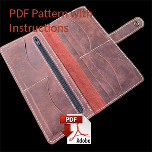 Patrón PDF de billetera plegable de cuero para mujer