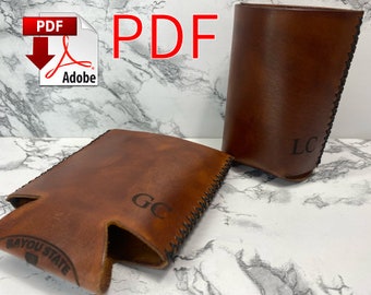 Leather can cooler beverage insulator template/ downloadable pattern PDF