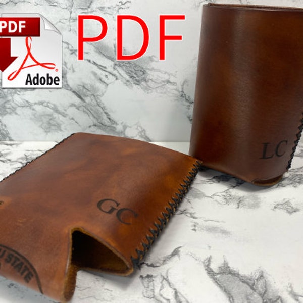 Leather can cooler beverage insulator template/ downloadable pattern PDF