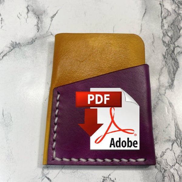 Card Wallet Leather Working PDF Pattern Template.