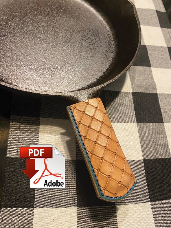 6 Pieces Cast Iron Handle Cover Handmade Thick Skillet Handle Cover Full  Grain Frying Pan Handle Sleeve Rustic PU Leather Hot Handle Holder Double