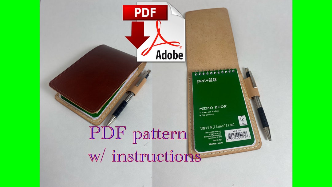Memo Book Cover PDF Pattern for Leatherwork Etsy