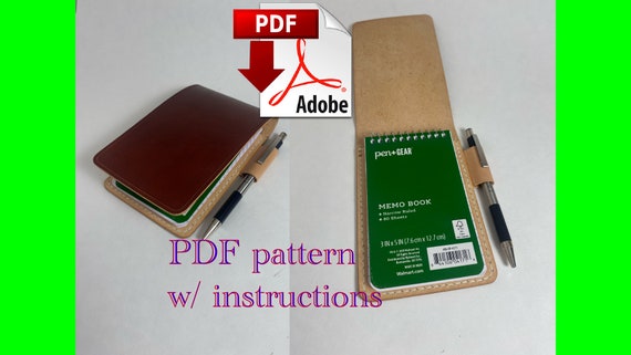 Memo Book cover PDF pattern for leatherwork
