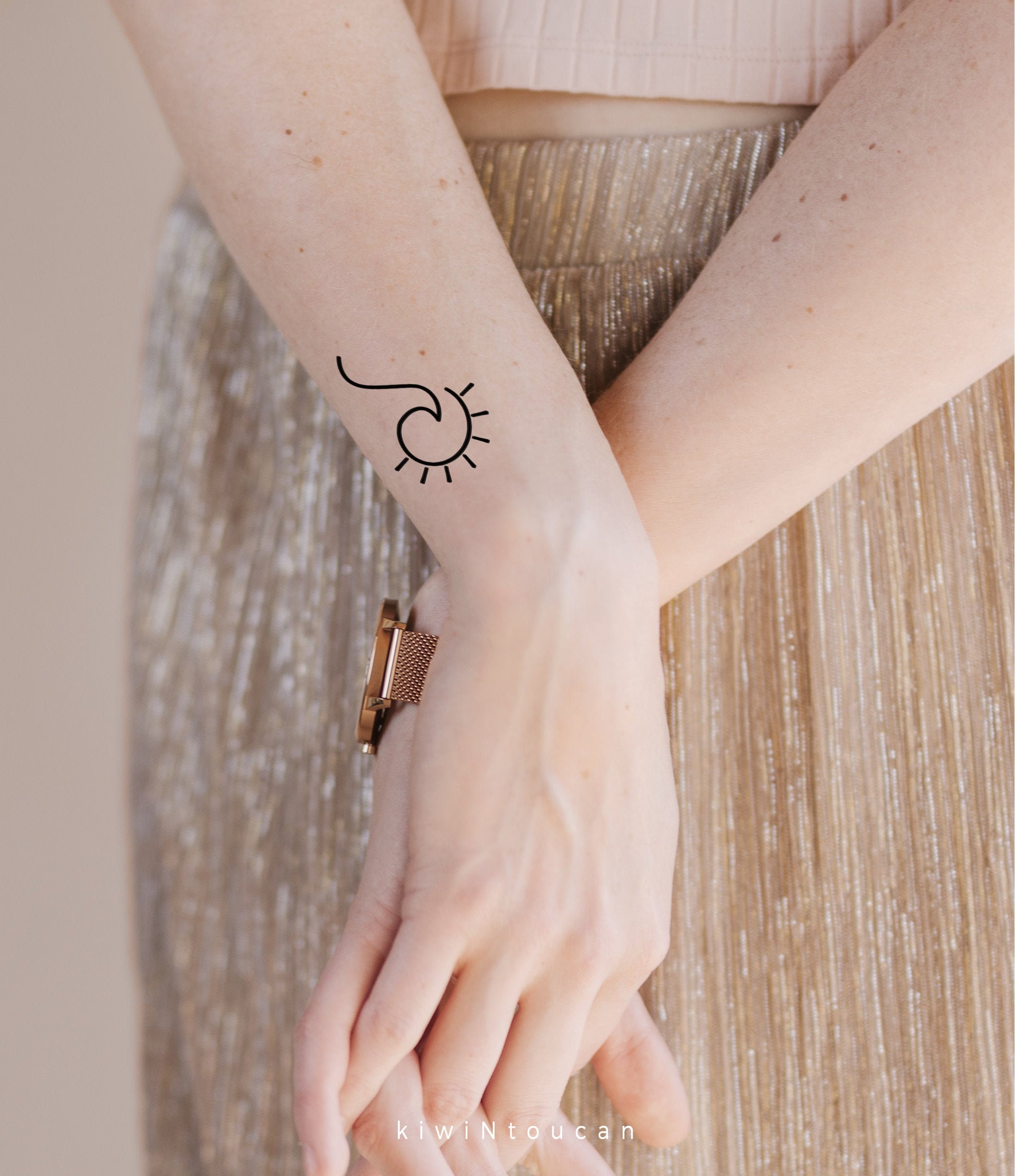 Buy Minimalist Wave and Sun Temporary Tattoo set of 3 Online in India  Etsy