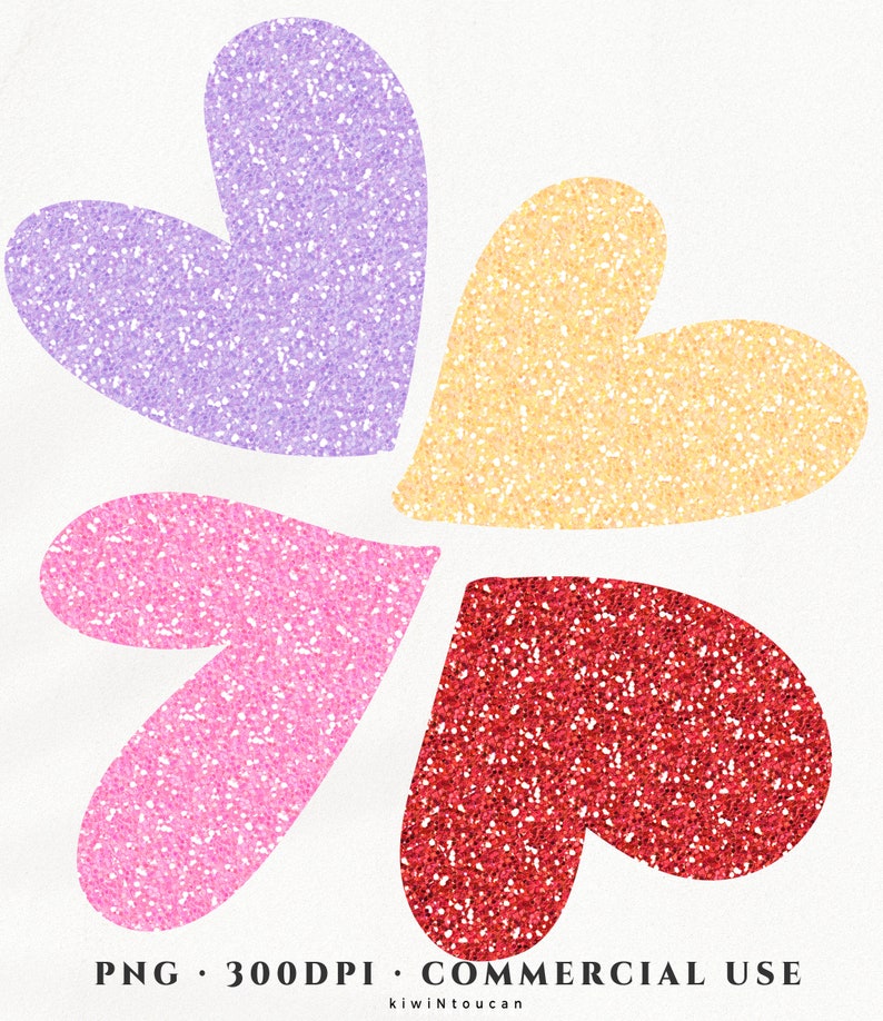 Glitter Hearts Clipart Clipart Hearts Hand Drawn Hearts Etsy UK