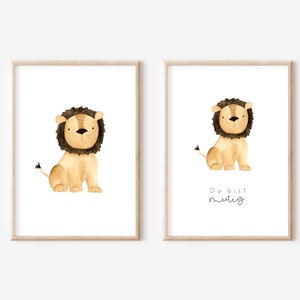 Poster Lion | Children's poster | Poster with slogan | personalized | Baby | Children's room | Gift idea | Watercolor | Art printing | A4/A3