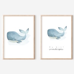 Whale | Watercolor | Poster | Art print | A4/A3