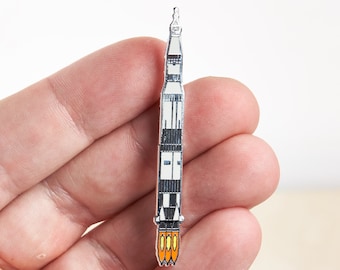 Saturn V Apollo Rocket Launch Vehicle Enamel Pin Lapel Brooch - NASA Scientist / Astronaut Aerospace Gift