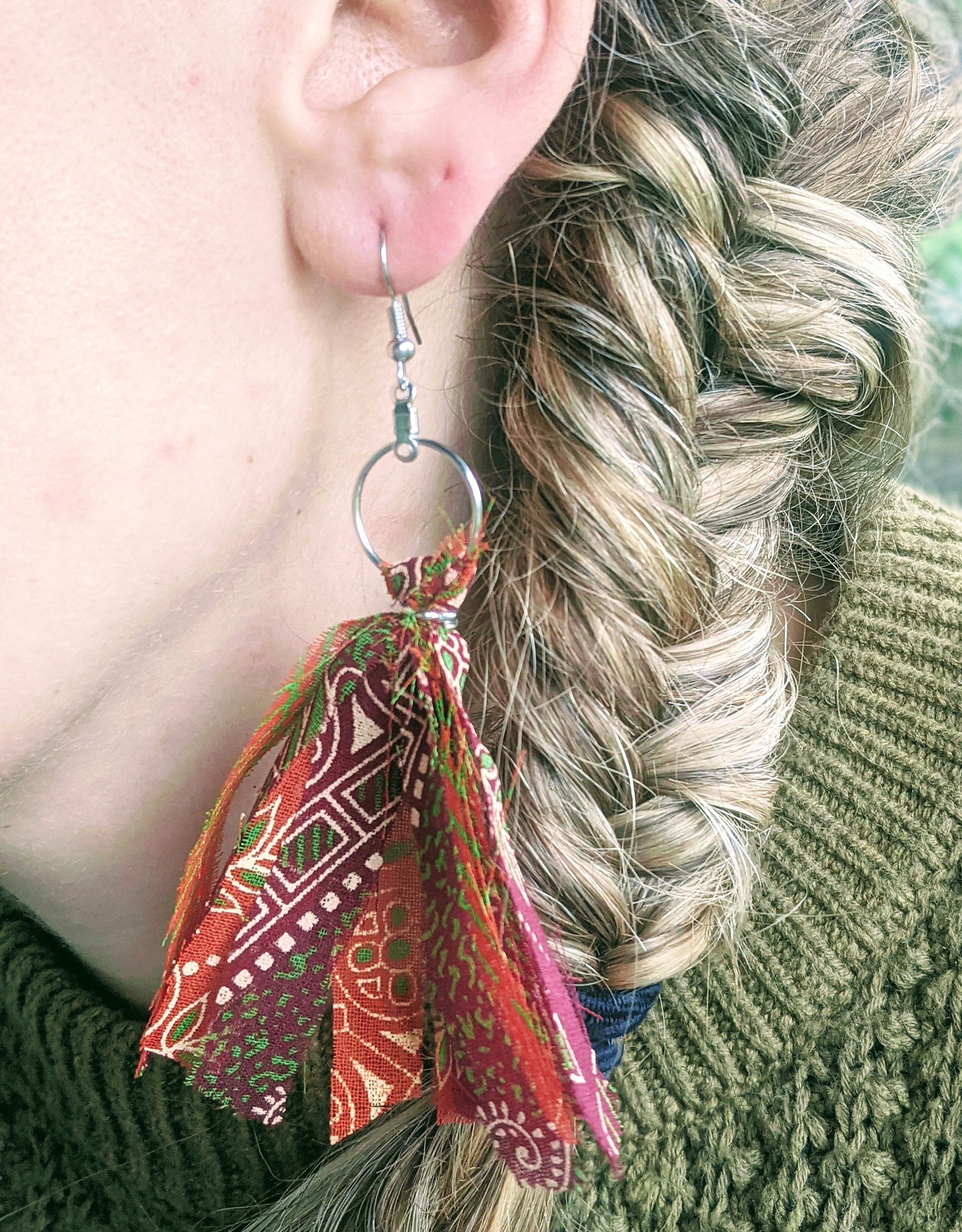 Fabric Tassel Earrings Handmade Jewelry Boho Style Etsy