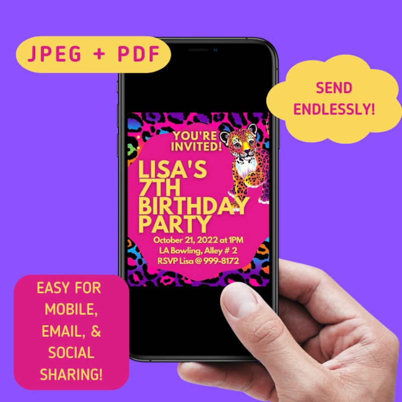 Lisa Frank Invitation - Etsy