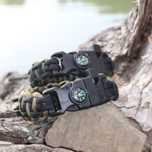 Paracord Survival Bracelet * Compass Fire Striker and Emergency Whistle * Custom Sizes and Colors Available!