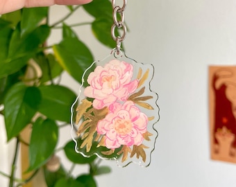 Floral acrylic keyring | Peony keyring