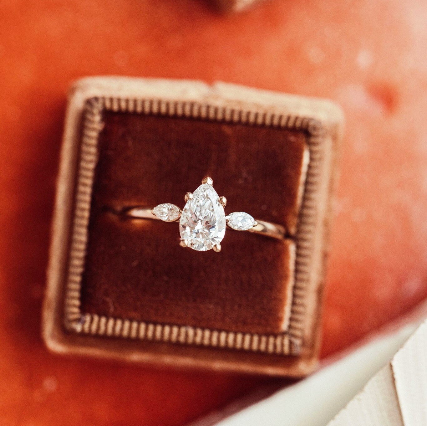 Vintage Art Deco Pear Cut Moissanite Diamond Engagement Ring - Etsy