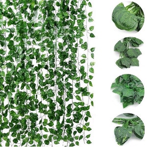 6/12/24 Packs x 7ft Artificial Ivy Leaves Garland Foliage Trailing Vine Plant Hanging Wall Decoration for Wedding Events Garden