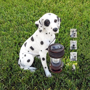 Outdoor Garden Dalmatian Dog With Lantern Solar Light