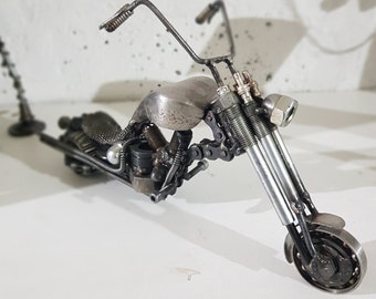 Motorbike Model Recycled Metal STEAMPUNK Sculpture Handcrafted MESH seat