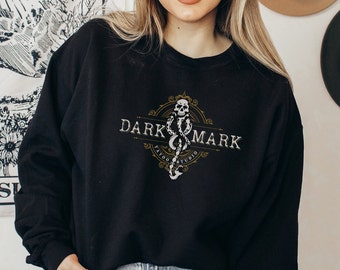 Dark Mark Sweatshirt Gift For Her, Tattoo Dark Arts Sweater Book Worm Death Eater Potter Crewneck Pottery Dementor Wizard, Draco, Harry