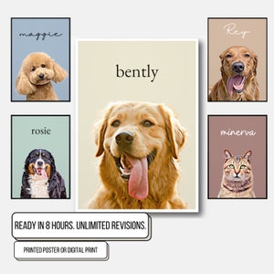 Custom Poster Pet Portrait, Custom Pet Gift, Custom Framed Portrait, Pet Memorial, Cat Gift, New Pet Gift, Pet Lover Gift, Custom Dog