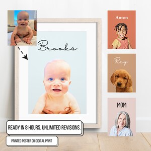 Custom Poster Portrait From Photo Custom Baby Family Portrait From Photo Couple Portrait Custom Wedding Portrait Dog or Cat Anniversary Gift