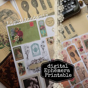 Light Academia Ephemera Junk Journal Kit, Digitale Ephemera, Academia Ephemera, Journal Zubehör, Vintage Paper, Printable, Vintage Vibes