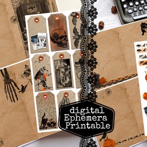 Spooky Season Ephemera Junk Journal Kit, Digitale Ephemera, Halloween Ephemera, Journal Zubehör, Vintage Paper, Printable, digital DOWNLOAD