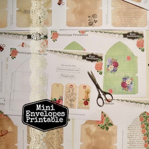 Mini Envelopes Printable, Light Academia Vintage Flowers inspired DIY mini Envelopes for Junk Journaling, Journal Zubehör, Vintage Printable
