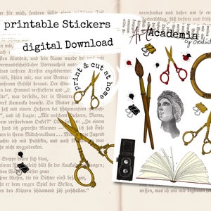 Printable Art Academia Stickers, Planner, Bujo Stickers, Printable Sticker Set, Digital Download, Printable Stationery PDF & PNG