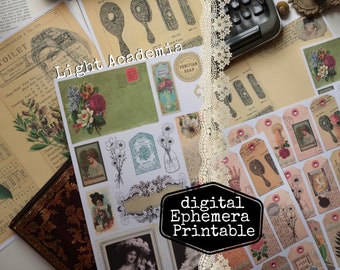 Light Academia Ephemera Junk Journal Kit, Digital Ephemera, Academia Ephemera, Journal Supplies, Vintage Paper, Printable, Vintage Vibes