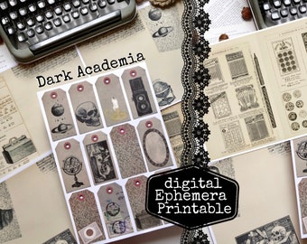 Dark Academia Ephemera Junk Journal Kit, Digital Ephemera, Academia Ephemera, Journal Accessories, Vintage Paper, Printable, digital DOWNLOAD