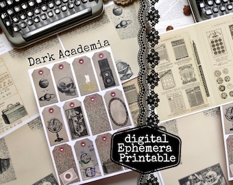 Dark Academia Ephemera Junk Journal Kit, Digital Ephemera, Academia Ephemera, Journal Accessories, Vintage Paper, Printable, digital DOWNLOAD