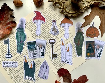 Witchcraft & Autumn Witch STICKER Set (7 motifs each) Planner Stickers, Journal, Die Cut Stickers, Scrapbook, Calendar, Laptop, Bujo Stickers