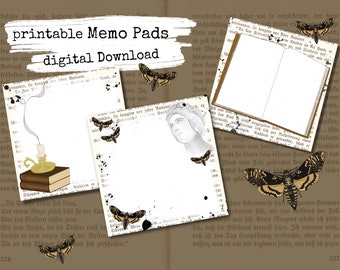 Dark Academia Printable Memo Pad, Digital Ephemera, Academia Ephemera, Note Sheet, digital DOWNLOADS, Dark Academia Journal Printable
