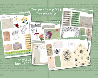 Spring Journal Kit, Digital Ephemera, Spring Flower Ephemera, Journal Accessories, Printable, digital DOWNLOADS, Calendar Journal Printable Kit