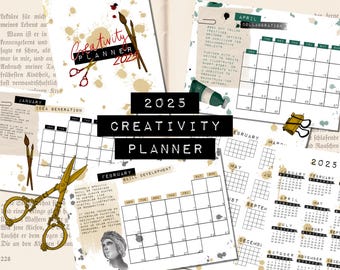 2025 Creativity Planner Printable, Art Planner & Journal, Year of Creative Development, Yearly and 12 Monthly Overviews Digital DOWNLOAD