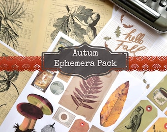 Autumn Ephemera Junk Journal Kit, Digital Ephemera, Fall Ephemera, Journal Supplies, Vintage Paper, Printable, digital DOWNLOAD