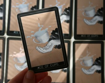Ace of Cups Tarot Vinyl Sticker holographic waterproof vinyl decal sticker, Journal, Tarot Die Cut Sticker, Laptop, Calendar,