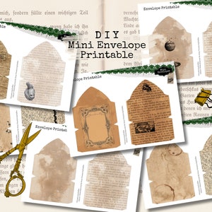 Mini sobres imprimibles, mini sobres de bricolaje inspirados en Dark Academia para diario basura, accesorios de diario, vintage imprimible
