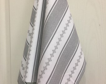 Kitchen Towel Tea Towel Cotton Fabric Dishcloth White Grey Striped Dish Towel