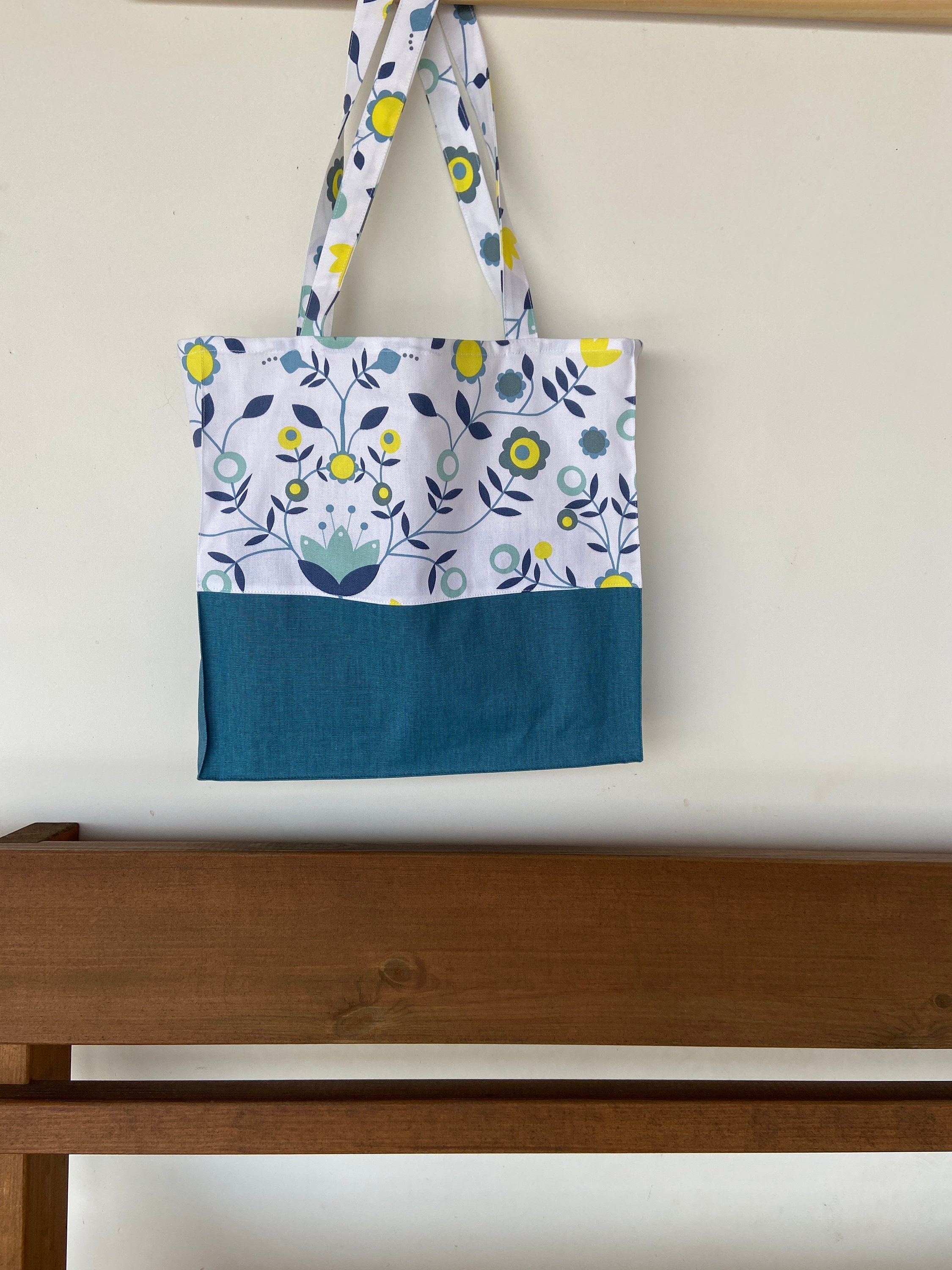 Tote Bag Cotton Fabric Market Bag Textile Tote Bag Shopping Bag Etsy