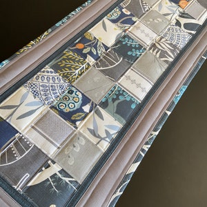 Quilted table runner Grey blue table runner Modern Table Runner 45&quot;x14&quot; Patchwork table runner